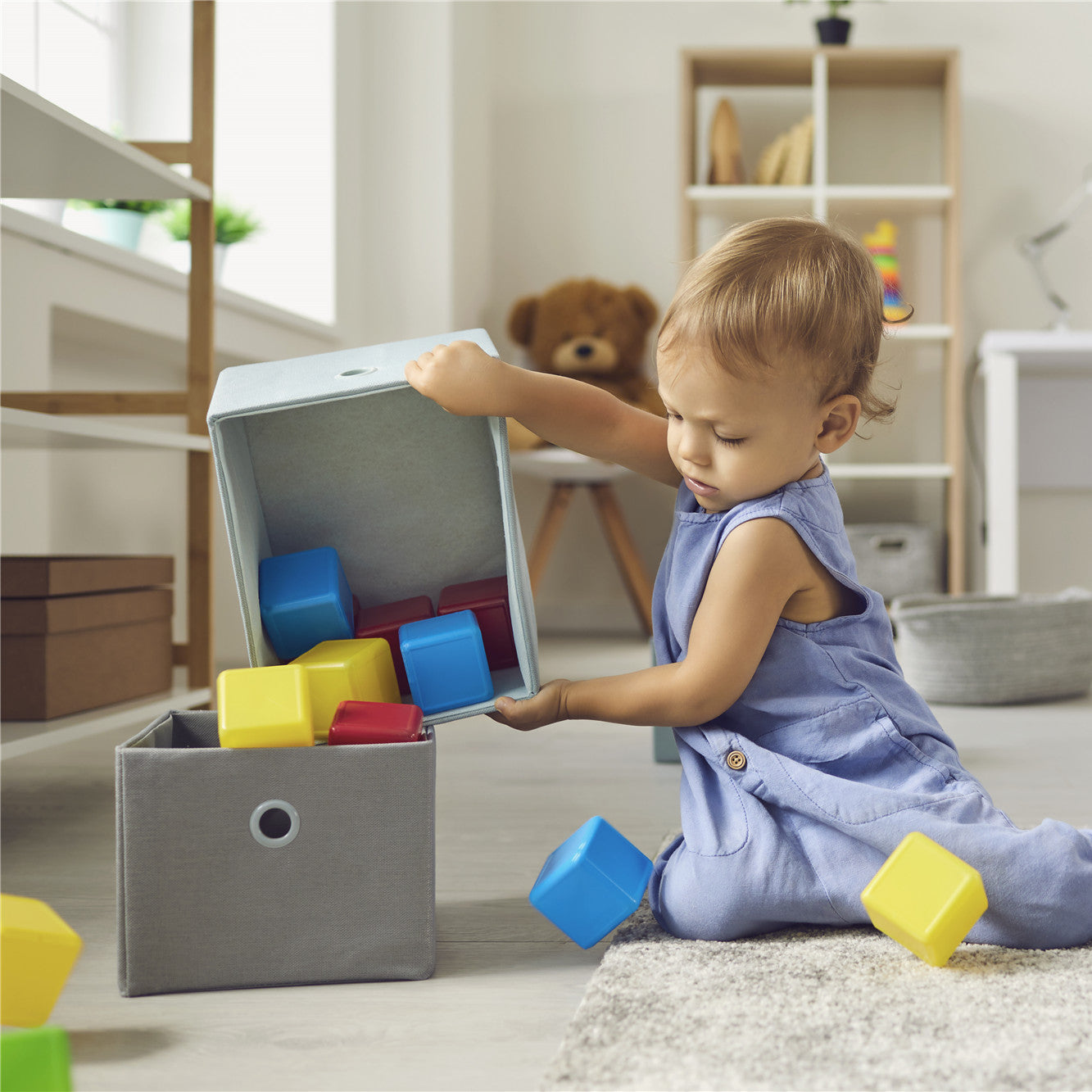 A baby boy is learning and playing at Home