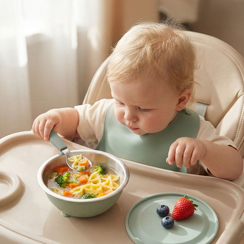 Stainless Steel Silicone Suction Bowl - 13 oz