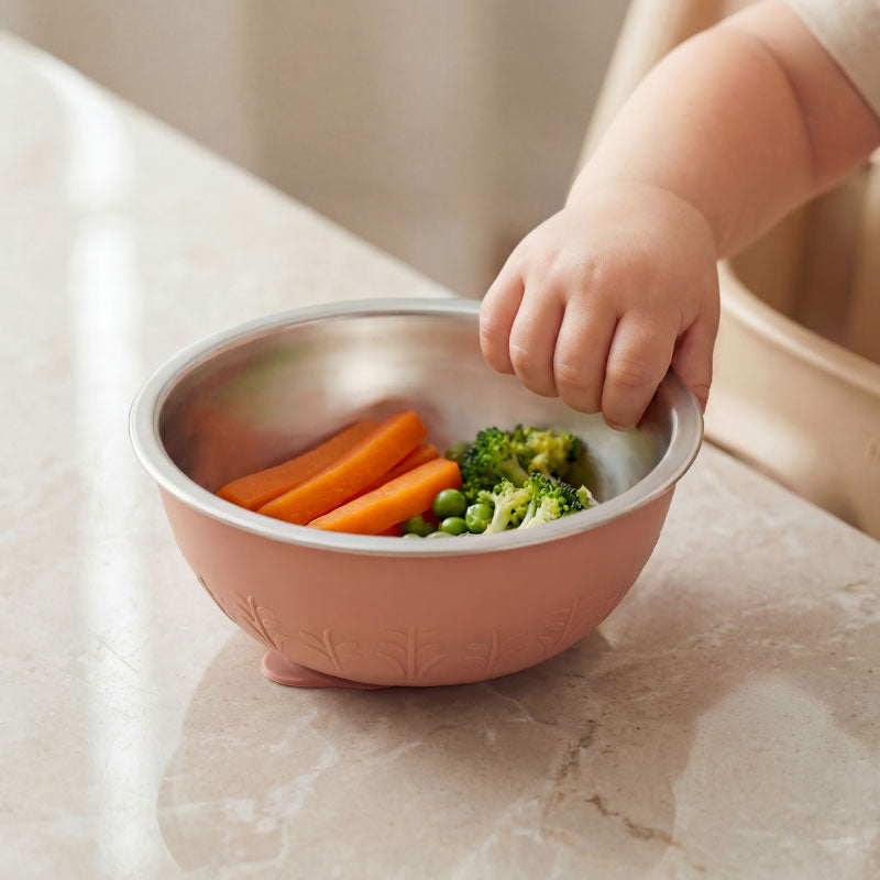 Stainless Steel Silicone Suction Bowl - 13 oz