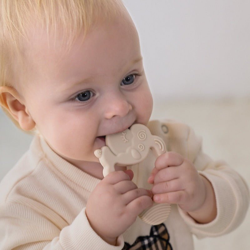 Baby Using Lamb Teether 1